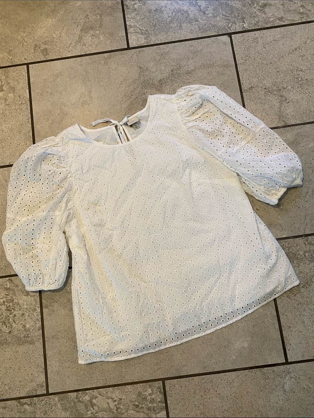 a new day White Eyelet Puff Sleeve Blouse